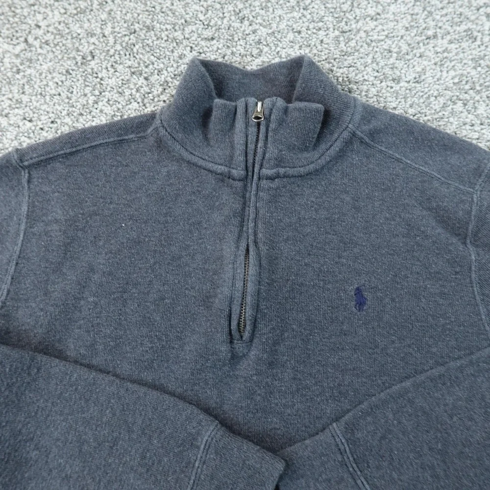 Polo Ralph Lauren Sweater Mens S Gray 1/4 Zip Mock Neck Pullover Pony Sweatshirt